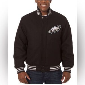 Men's JH Design Black Philadelphia Eagles Embroidered Wool Jacket